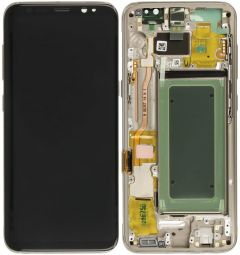 Genuine Samsung S8 (SM-G950) Complete Gold LCD and touchpad with frame - Part no: GH97-20457F