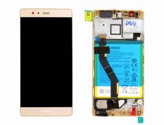 Official Huawei P9 Plus Gold LCD Screen & Digitizer with Battery - 02350SUW