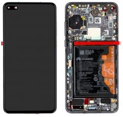 Genuine Huawei P40 Complete lcd and touchpad with frame and fingerprint in Black - Part no: 02353MFA