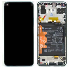 Genuine Huawei P40 Lite 5G Complete lcd and touchpad with frame and fingerprint in Crush Green - Part no: 02353SUP
