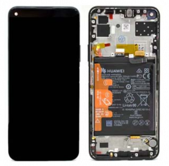 Genuine Huawei P40 Lite 5G Complete lcd and touchpad with frame and fingerprint in Midnight Black - Part no: 02353SUN