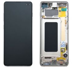 Genuine Samsung Galaxy S10 Plus (G975F) Ceramic White  Complete lcd with frame in - Part no:GH82-18849J