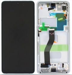 Genuine Samsung Galaxy S21 Ultra 5G (G998) Complete lcd with frame in Phantom Silver (No battery, No Camera) - Part no: GH82-26035B 