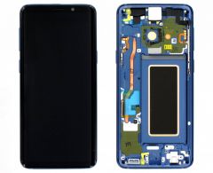 Genuine Samsung S9 (G960F) Polaris Blue Complete lcd with frame assembly unit - Part no: GH97-21696G