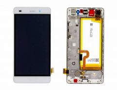 Official Huawei P8 Lite ALE-L21 White LCD Screen & Digitizer with Battery - 02350KCD